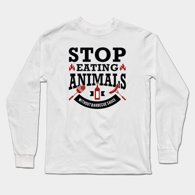 Stop Eating Animals Long Sleeve T-Shirt by LuckyFoxDesigns